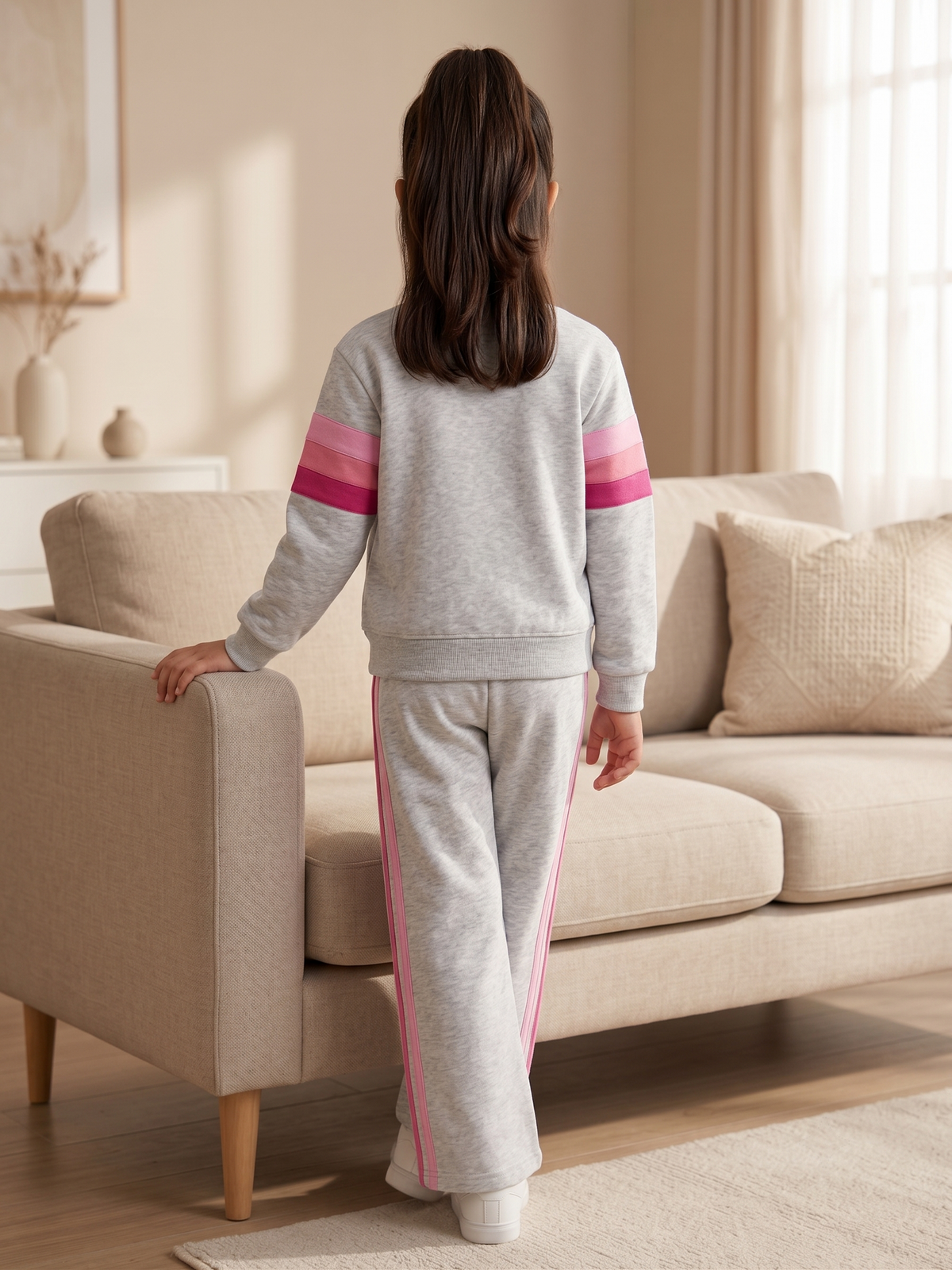 2602 - Grey - Girls Cord Set | 330 - 350 GSM Premium Cotton Fleece