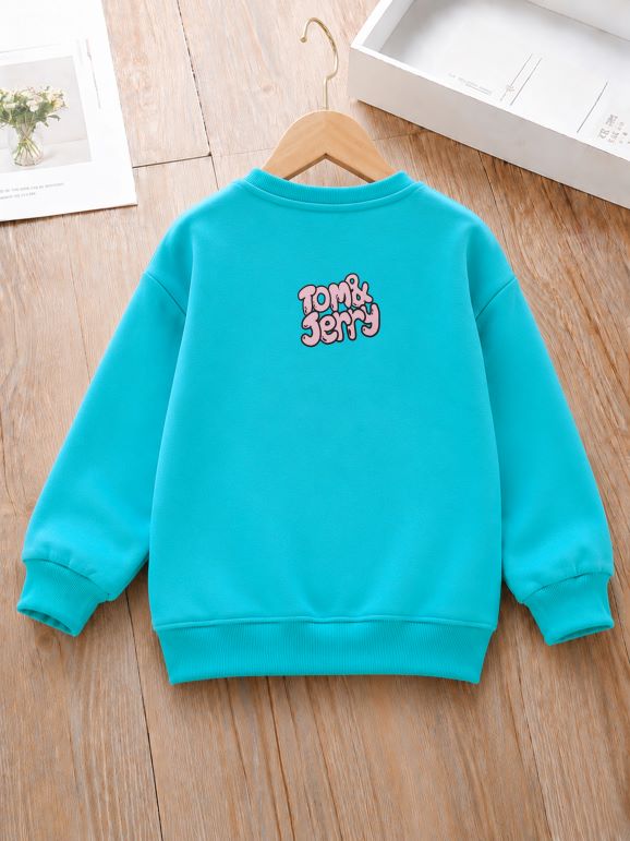 500 - Aqua Blue - Girls Sweatshirt | 280 - 300 GSM Premium Cotton Fleece