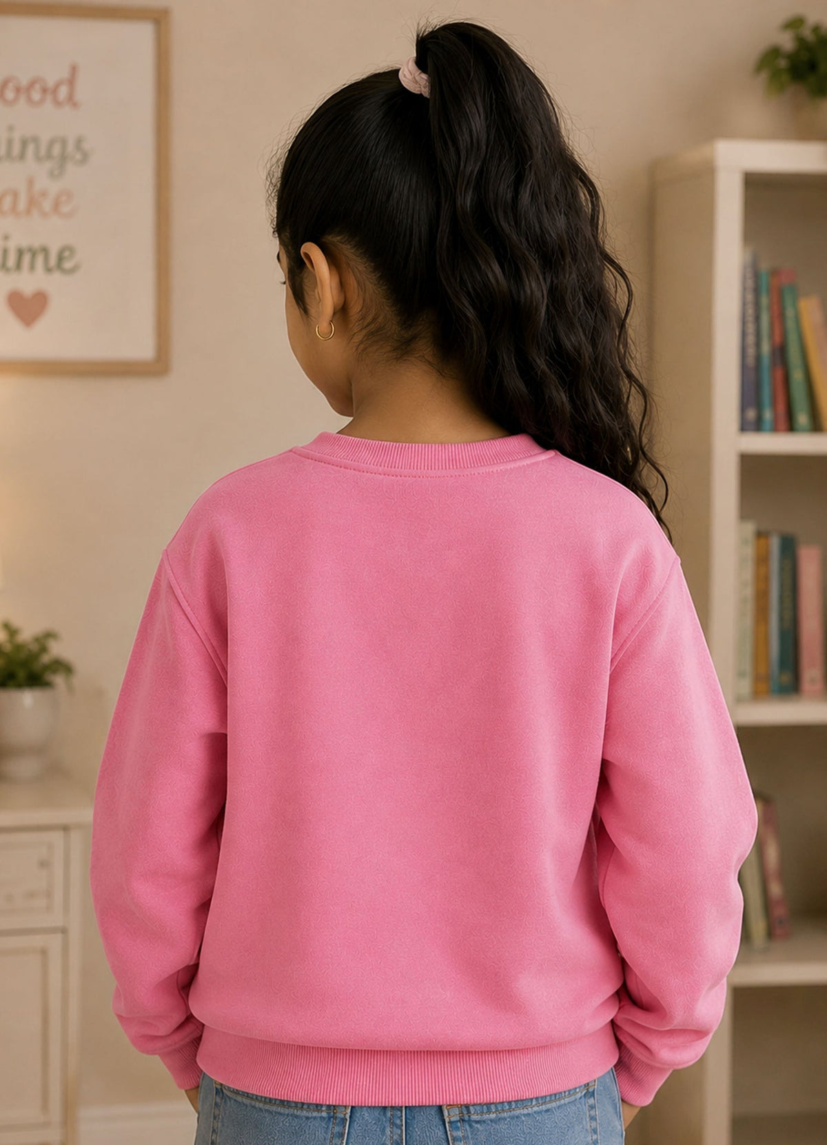 502 - Pink - Girls Sweatshirt | 280 - 300 GSM Premium Cotton Fleece