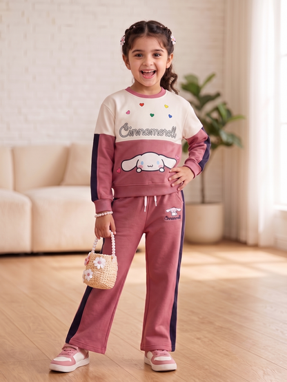 2605 - Pink - Girls Cord Set | 330 - 350 GSM Premium Cotton Fleece