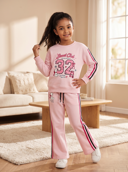 2603 - Pink - Girls Cord Set | 330 - 350 GSM Premium Cotton Fleece