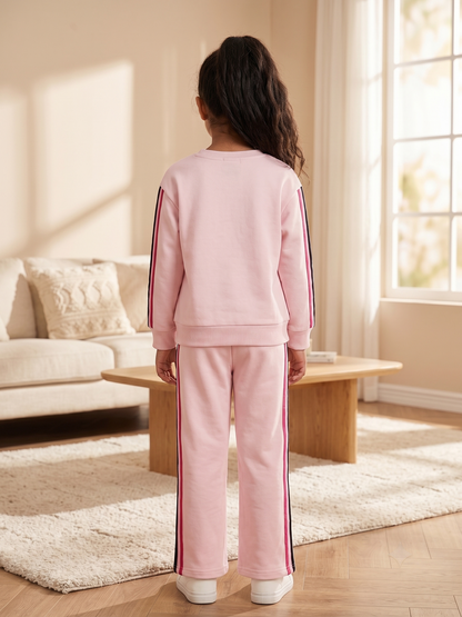 2603 - Pink - Girls Cord Set | 330 - 350 GSM Premium Cotton Fleece