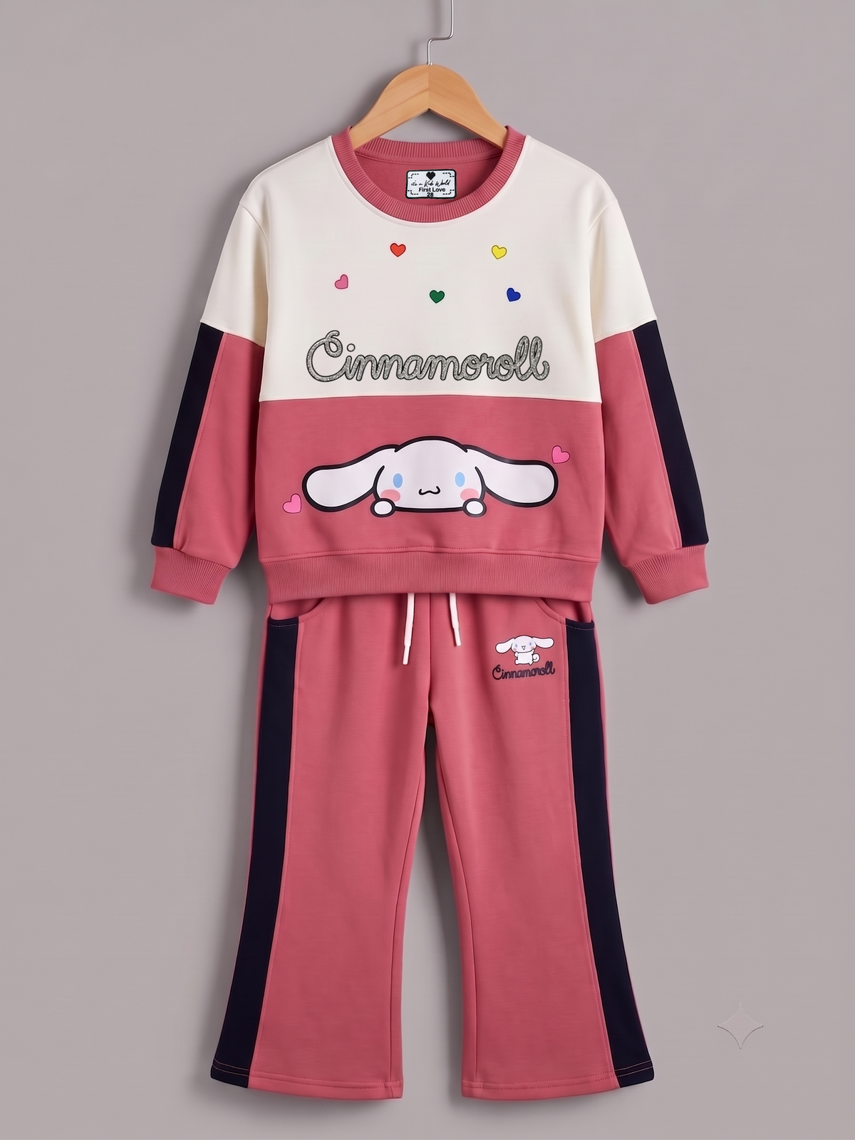 2605 - Pink - Girls Cord Set | 330 - 350 GSM Premium Cotton Fleece