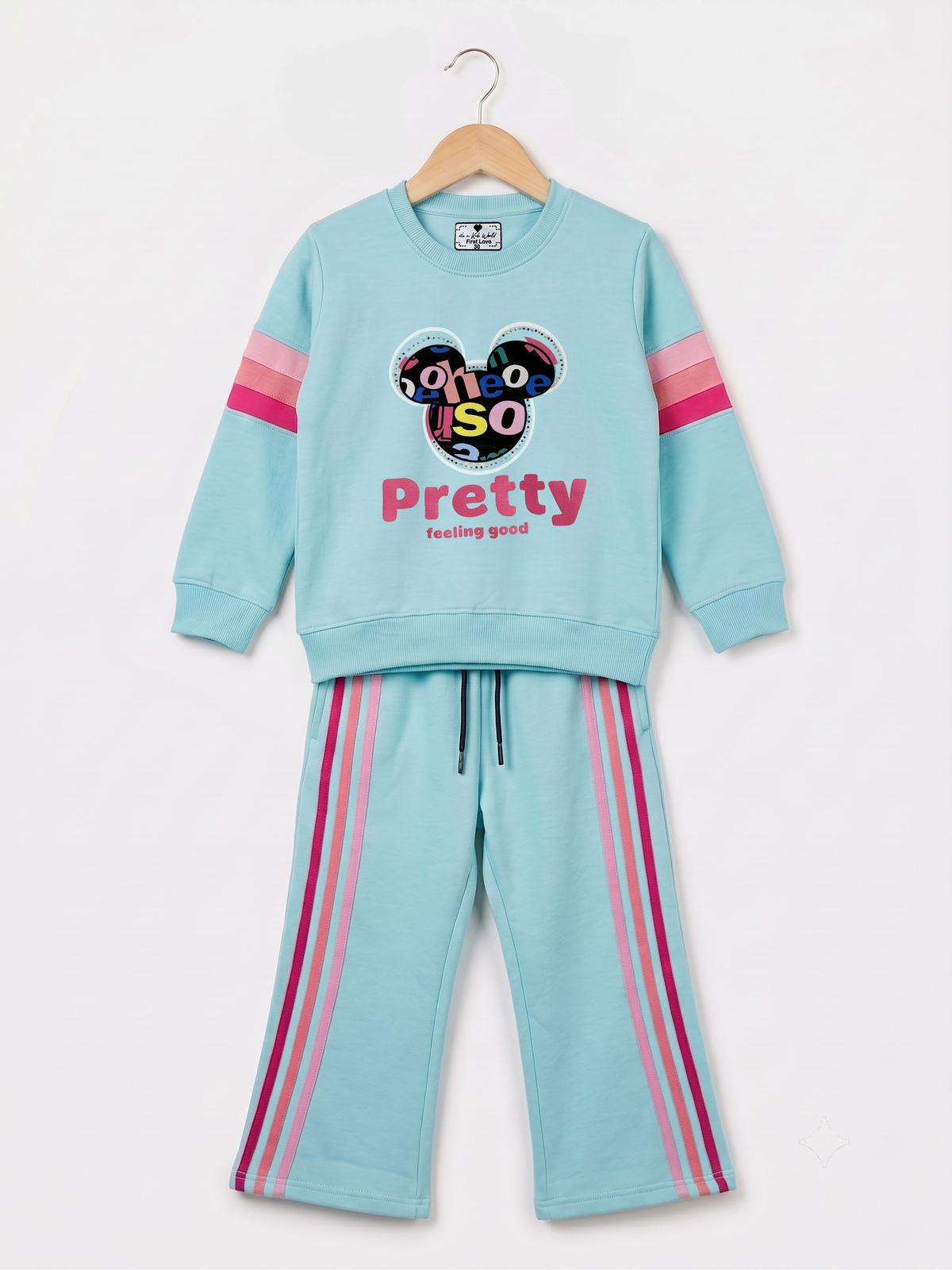 2602 - Aqua Blue - Girls Cord Set | 330 - 350 GSM Premium Cotton Fleece