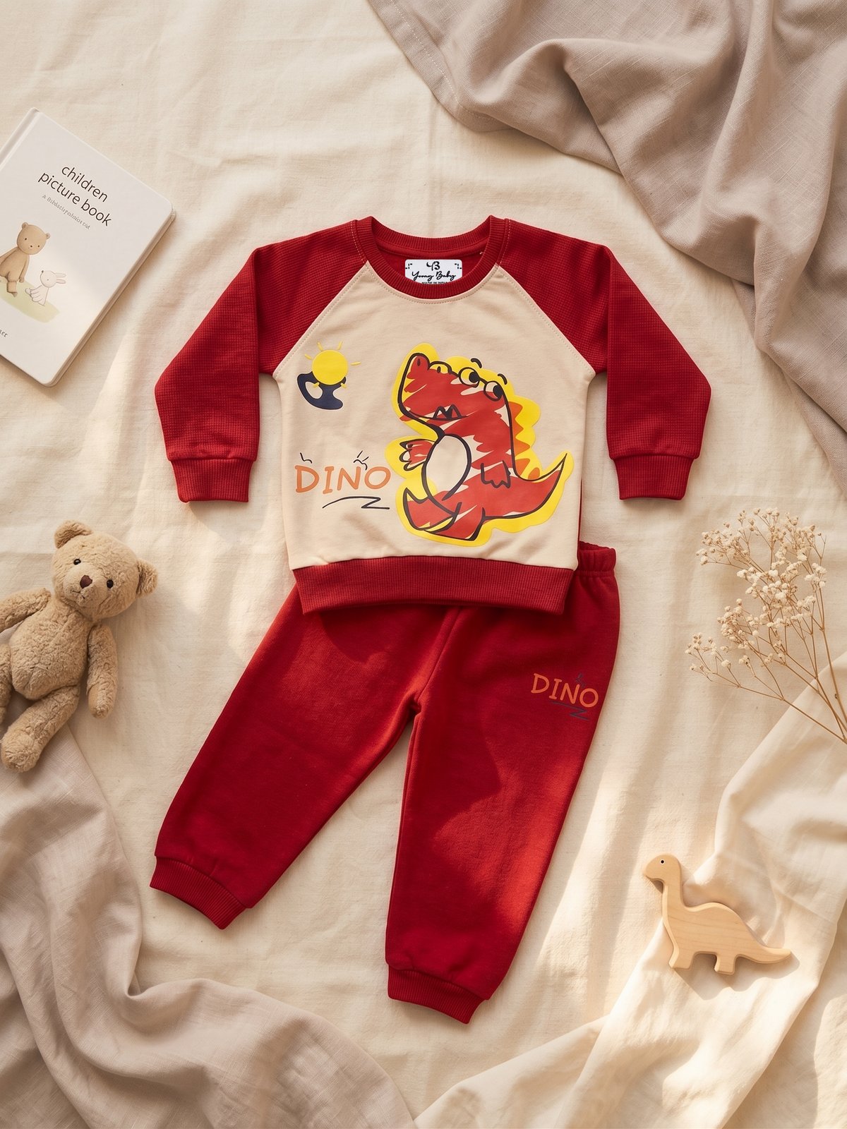 2525 - Red - Infant Cord Set | 330 - 350 GSM Premium Cotton Fleece