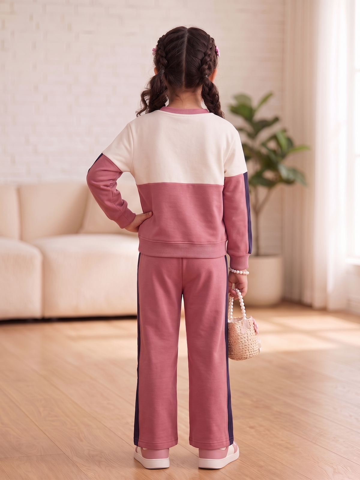 2605 - Pink - Girls Cord Set | 330 - 350 GSM Premium Cotton Fleece