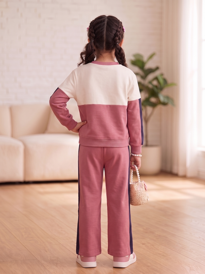2605 - Pink - Girls Cord Set | 330 - 350 GSM Premium Cotton Fleece