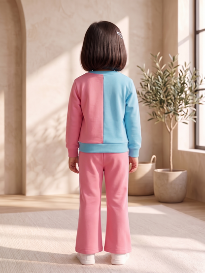2601 - Pink - Girls Cord Set | 330 - 350 GSM Premium Cotton Fleece