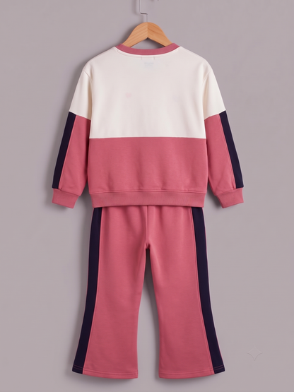 2605 - Pink - Girls Cord Set | 330 - 350 GSM Premium Cotton Fleece