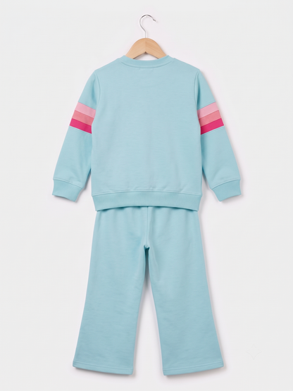 2602 - Aqua Blue - Girls Cord Set | 330 - 350 GSM Premium Cotton Fleece