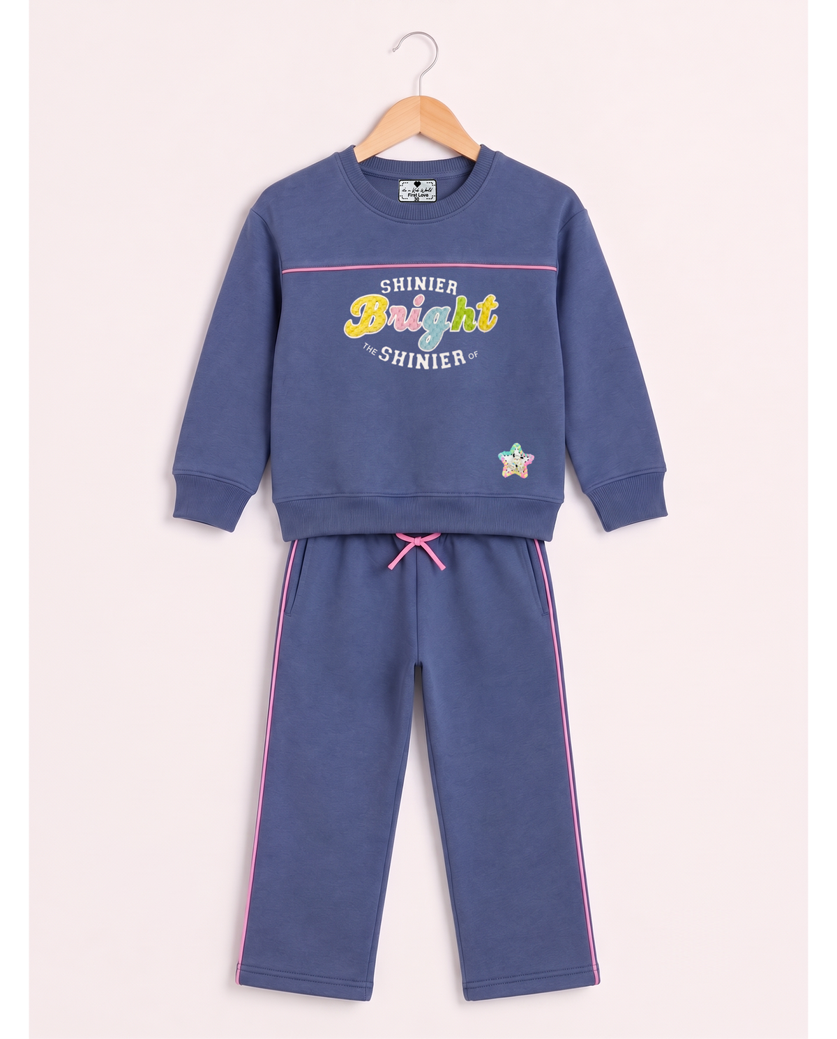 2607 - Denim - Girls Cord Set | 330 - 350 GSM Premium Cotton Fleece