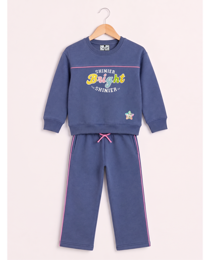 2607 - Denim - Girls Cord Set | 330 - 350 GSM Premium Cotton Fleece
