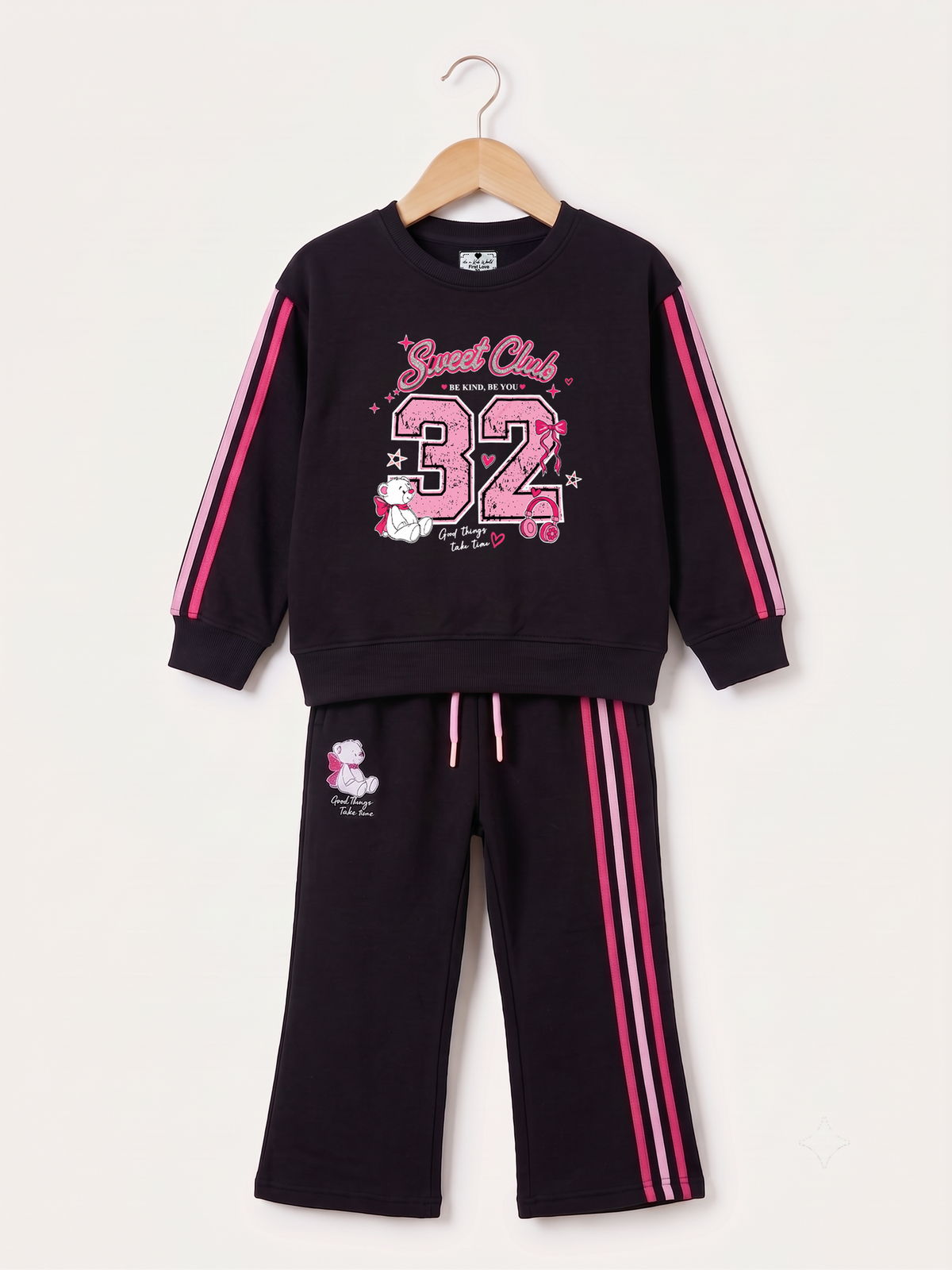 2603 - Black - Girls Cord Set | 330 - 350 GSM Premium Cotton Fleece