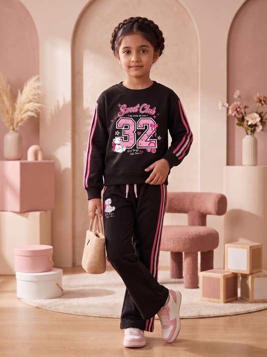 2603 - Black - Girls Cord Set | 330 - 350 GSM Premium Cotton Fleece