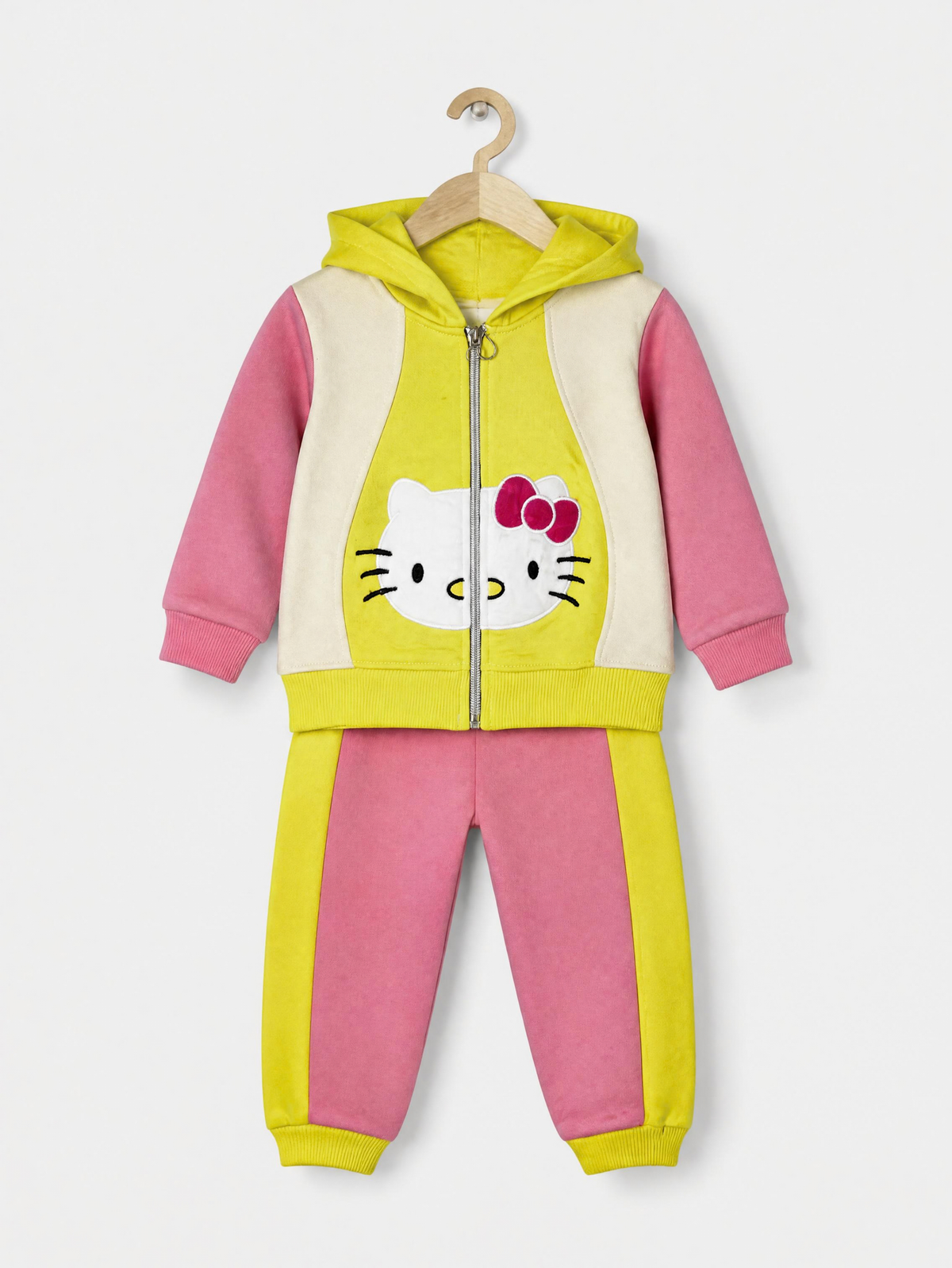 2519 - Yellow Kitty - Infant Cord Set | 330 - 350 GSM Premium Cotton Fleece