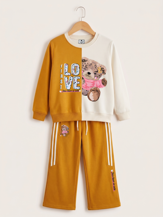2601 - Mustard - Girls Cord Set | 330 - 350 GSM Premium Cotton Fleece