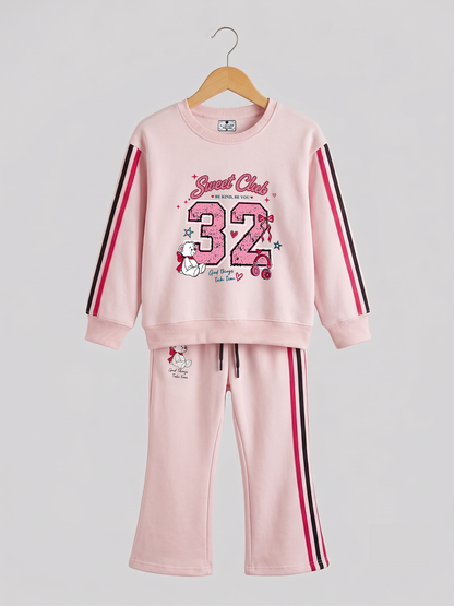 2603 - Pink - Girls Cord Set | 330 - 350 GSM Premium Cotton Fleece