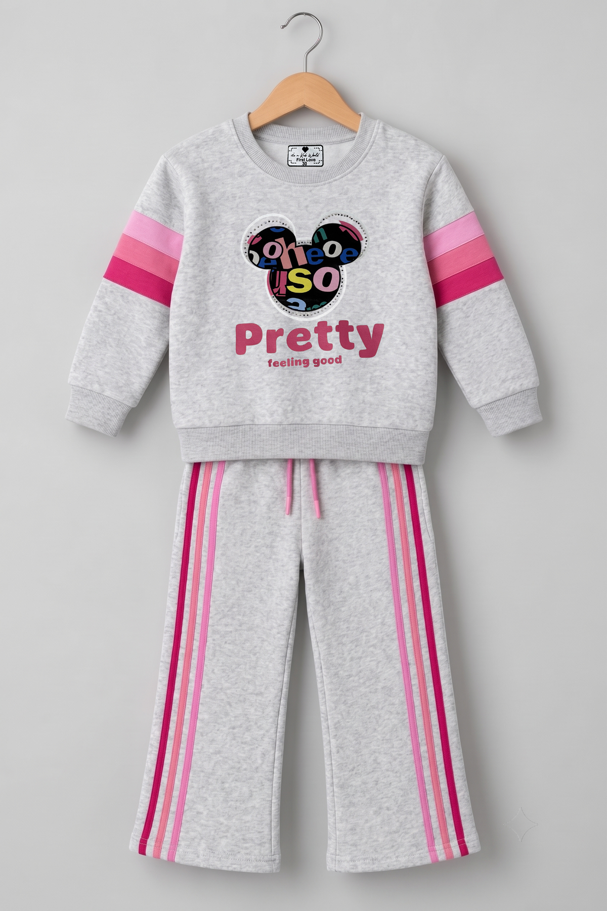 2602 - Grey - Girls Cord Set | 330 - 350 GSM Premium Cotton Fleece