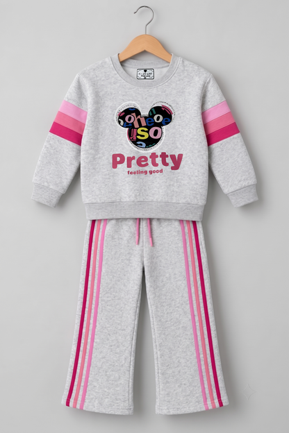 2602 - Grey - Girls Cord Set | 330 - 350 GSM Premium Cotton Fleece