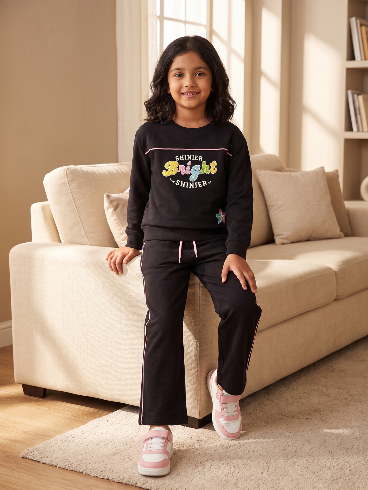 2607 - black - Girls Cord Set | 330 - 350 GSM Premium Cotton Fleece