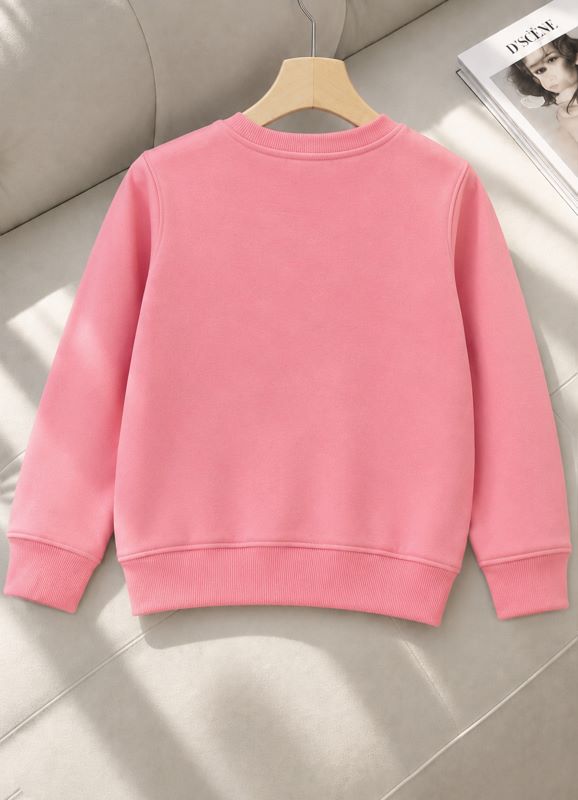 501 - Pink - Girls Sweatshirt | 280 - 300 GSM Premium Cotton Fleece