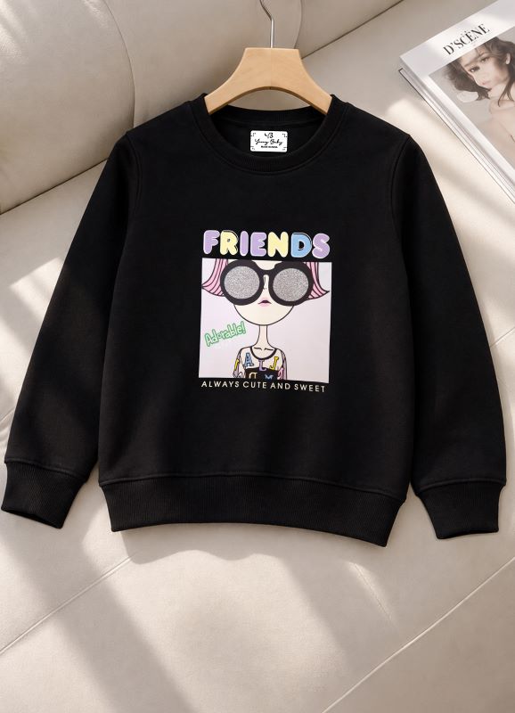 501 - Black - Girls Sweatshirt | 280 - 300 GSM Premium Cotton Fleece