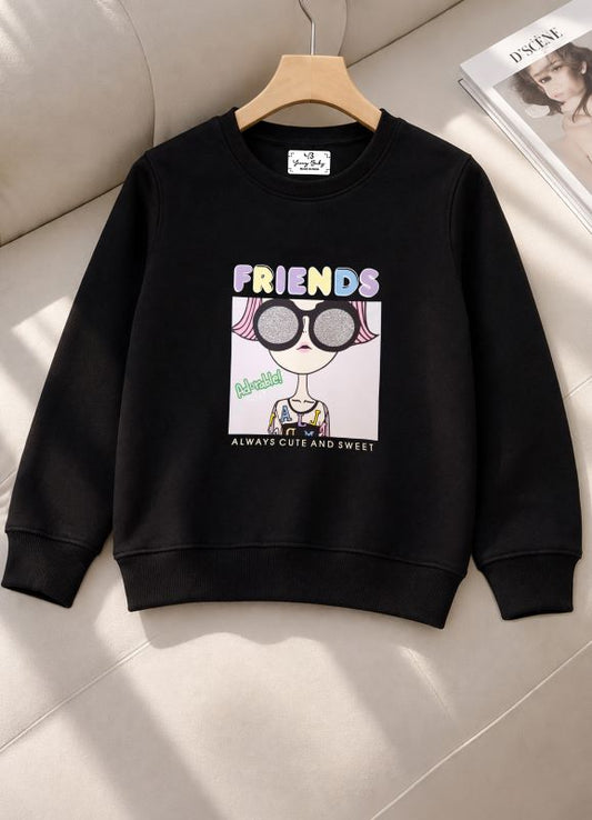 501 - Black - Girls Sweatshirt | 280 - 300 GSM Premium Cotton Fleece