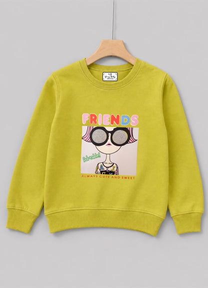 501 - Yellow Green - Girls Sweatshirt | 280 - 300 GSM Premium Cotton Fleece