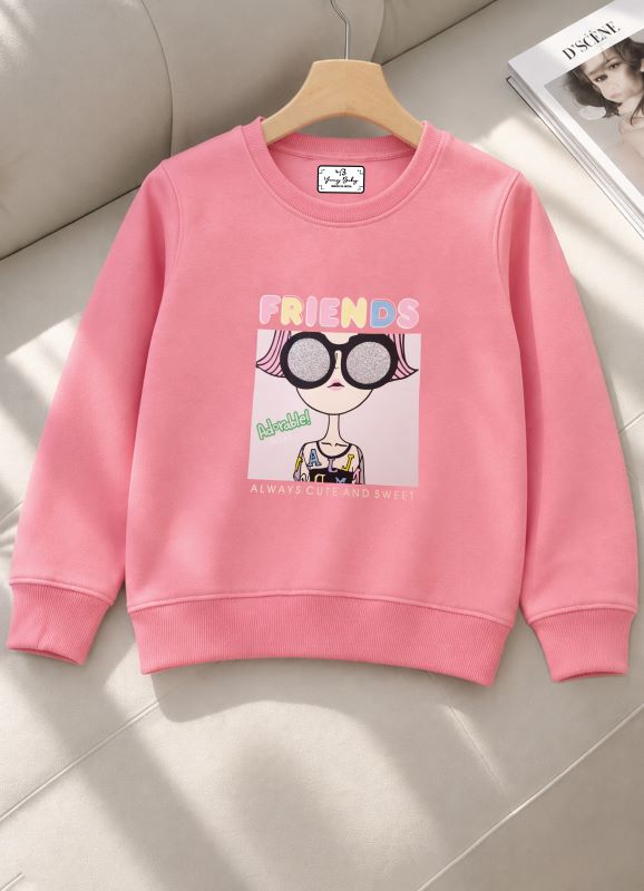 501 - Pink - Girls Sweatshirt | 280 - 300 GSM Premium Cotton Fleece