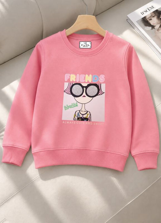 501 - Pink - Girls Sweatshirt | 280 - 300 GSM Premium Cotton Fleece