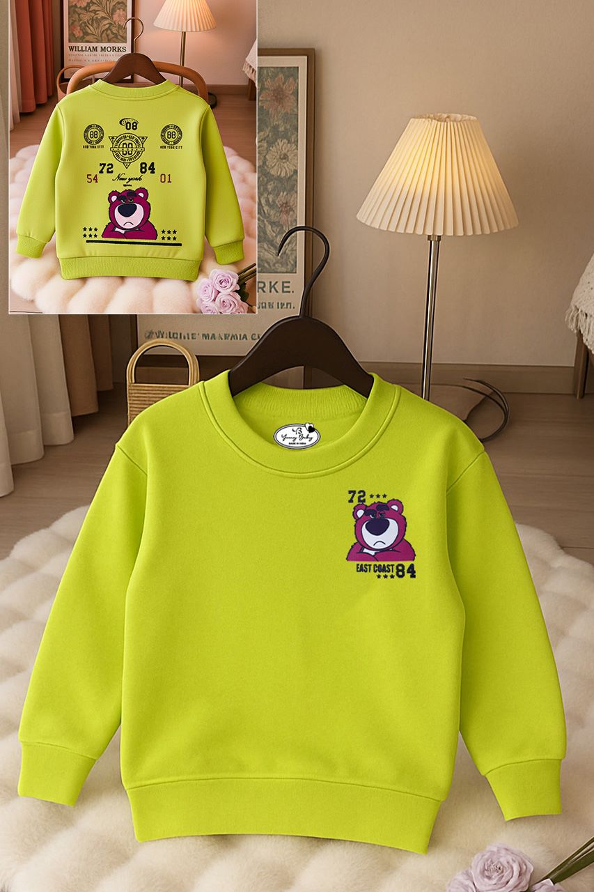 506 - Yellow Green - Girls Sweatshirt | 280 - 300 GSM Premium Cotton Fleece