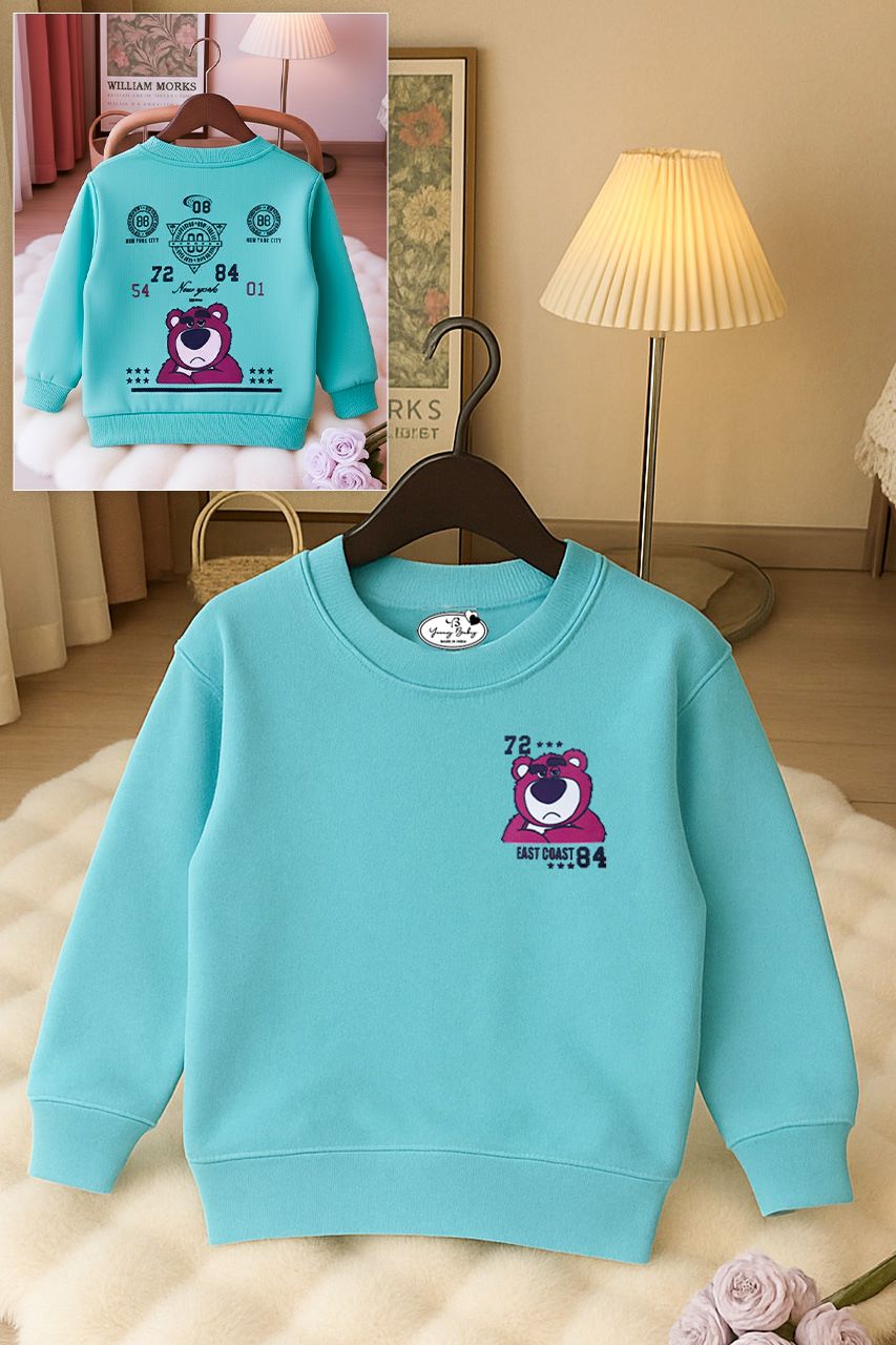 506 - Aqua Blue - Girls Sweatshirt | 280 - 300 GSM Premium Cotton Fleece