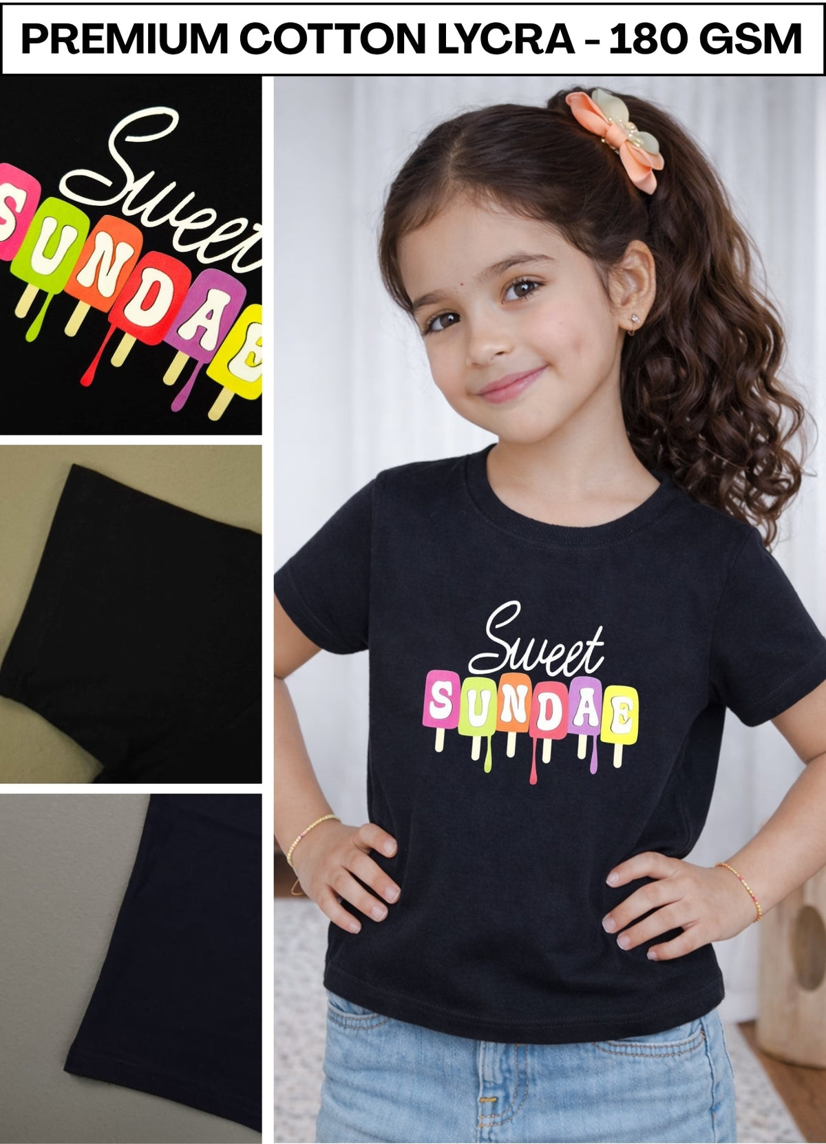 FL - 1660 - Black| 180 GSM  Premium Cotton Lycra