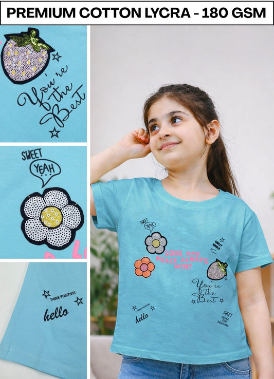 FL - 1631 - Sky | 180 GSM  Premium Cotton Lycra