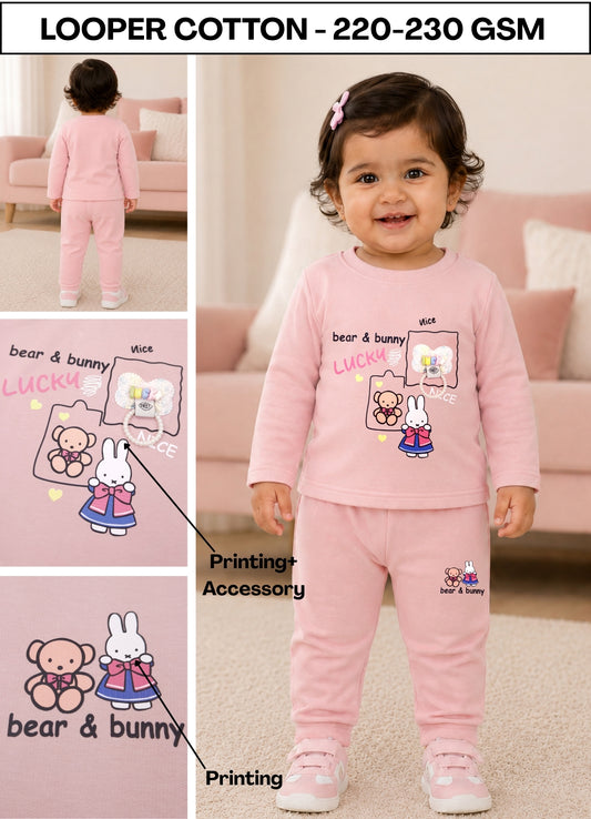 YB - 2510 - Pink - Biowash Cotton Terry 220-230 Gsm  printing/accessory work