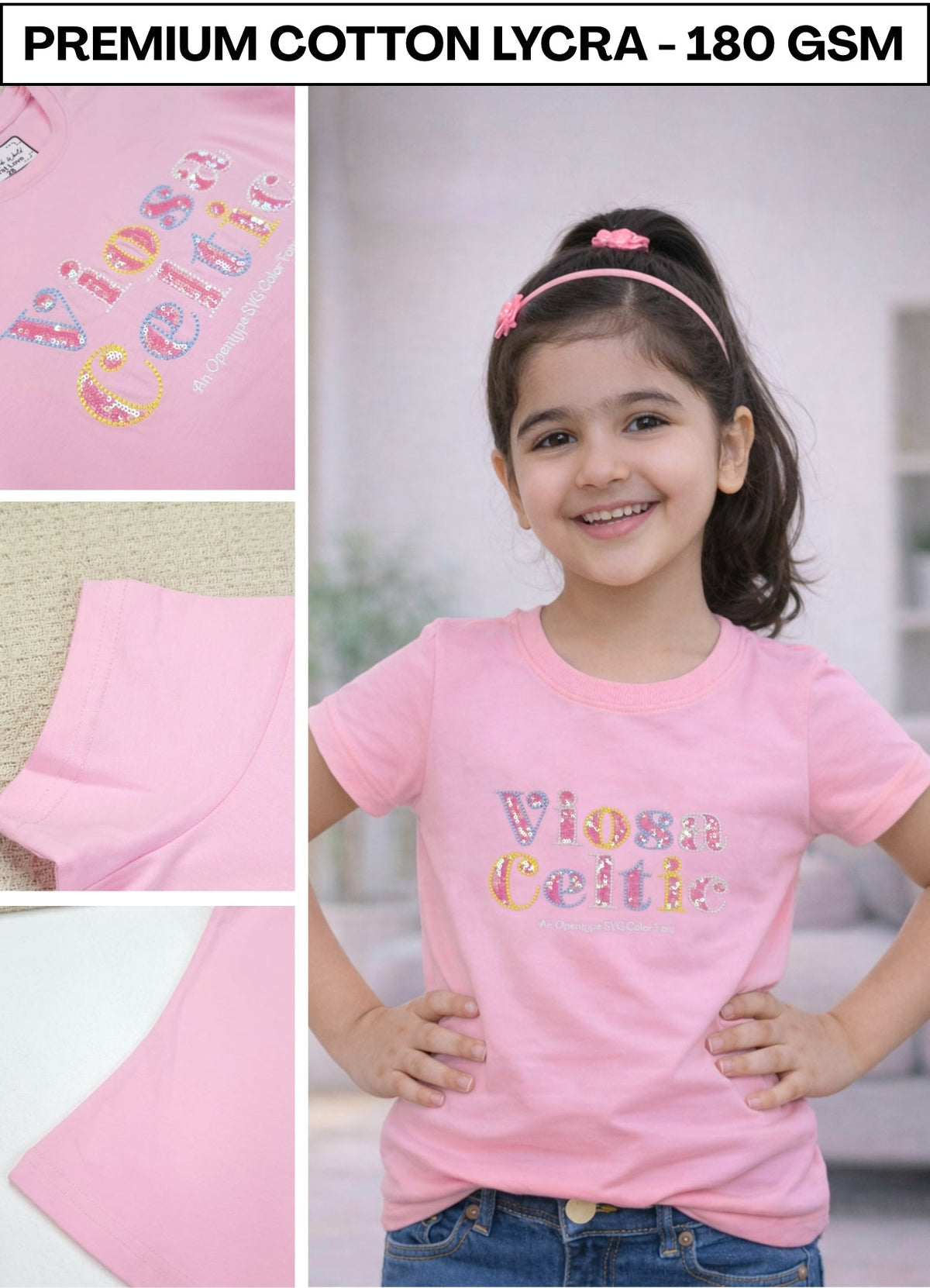 FL - 1606 - Pink | 180 GSM  Premium Cotton Lycra