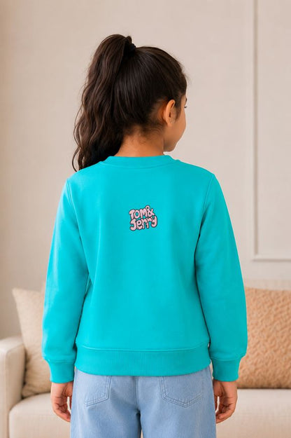 500 - Aqua Blue - Girls Sweatshirt | 280 - 300 GSM Premium Cotton Fleece