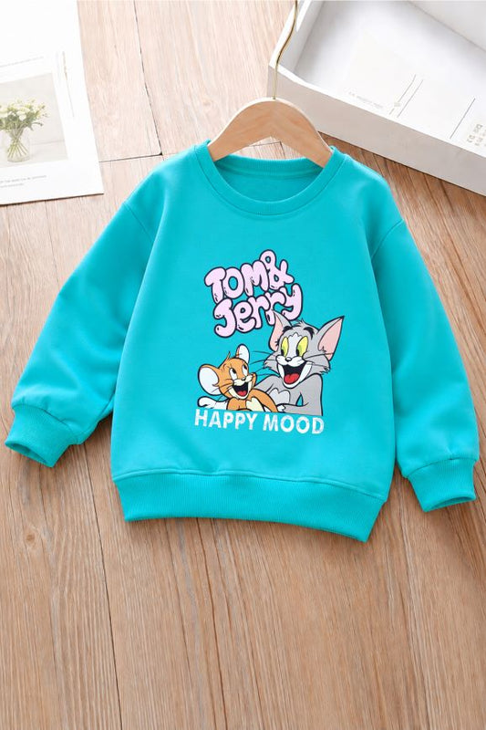 500 - Aqua Blue - Girls Sweatshirt | 280 - 300 GSM Premium Cotton Fleece