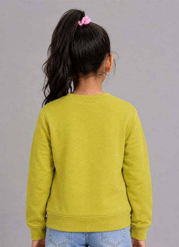 501 - Yellow Green - Girls Sweatshirt | 280 - 300 GSM Premium Cotton Fleece