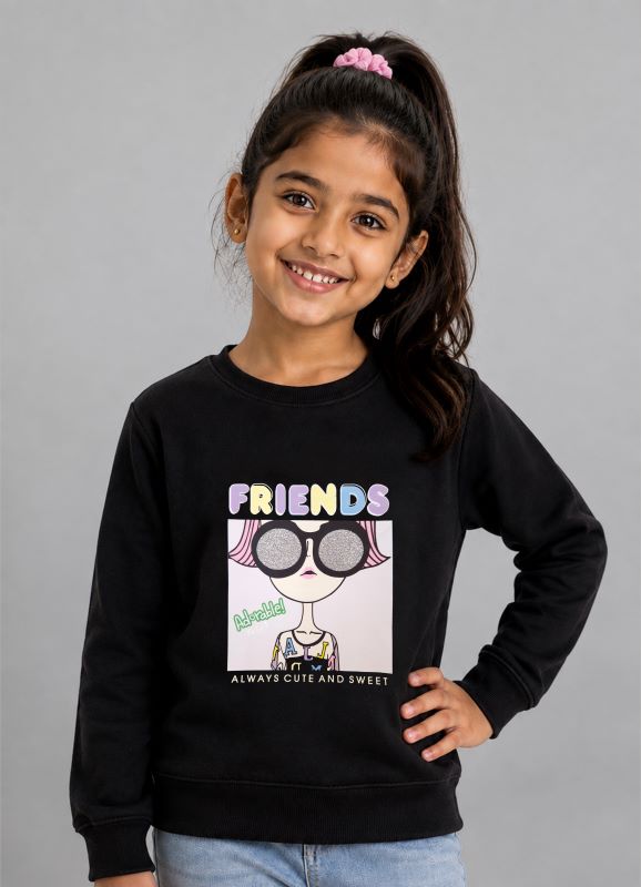 501 - Black - Girls Sweatshirt | 280 - 300 GSM Premium Cotton Fleece