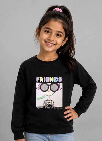 501 - Black - Girls Sweatshirt | 280 - 300 GSM Premium Cotton Fleece