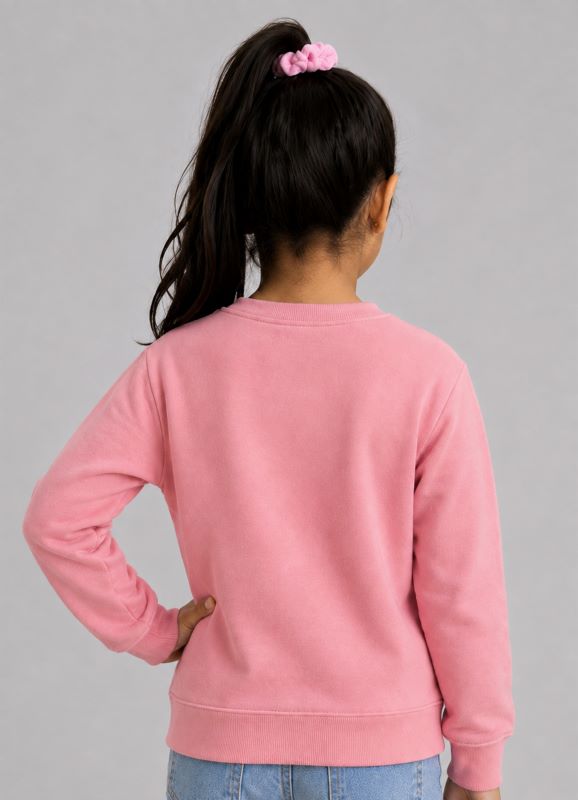 501 - Pink - Girls Sweatshirt | 280 - 300 GSM Premium Cotton Fleece