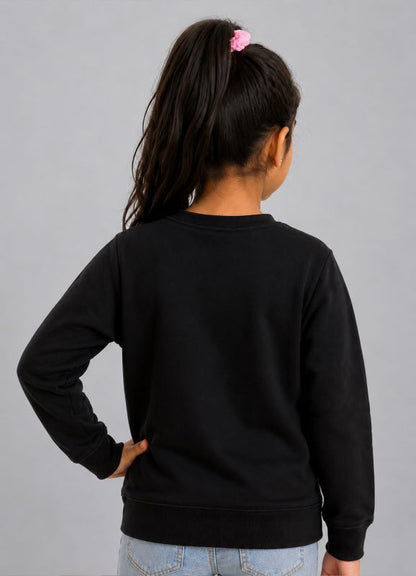 501 - Black - Girls Sweatshirt | 280 - 300 GSM Premium Cotton Fleece