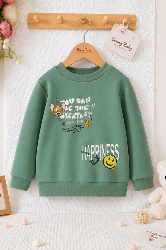502 - Green - Girls Sweatshirt | 280 - 300 GSM Premium Cotton Fleece-1