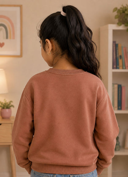 502 - Brown - Girls Sweatshirt | 280 - 300 GSM Premium Cotton Fleece