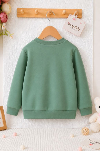 502 - Green - Girls Sweatshirt | 280 - 300 GSM Premium Cotton Fleece-1