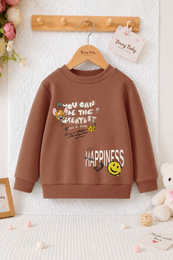 502 - Brown - Girls Sweatshirt | 280 - 300 GSM Premium Cotton Fleece