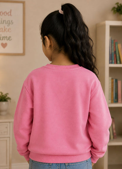 502 - Pink - Girls Sweatshirt | 280 - 300 GSM Premium Cotton Fleece