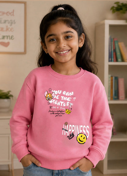 502 - Pink - Girls Sweatshirt | 280 - 300 GSM Premium Cotton Fleece