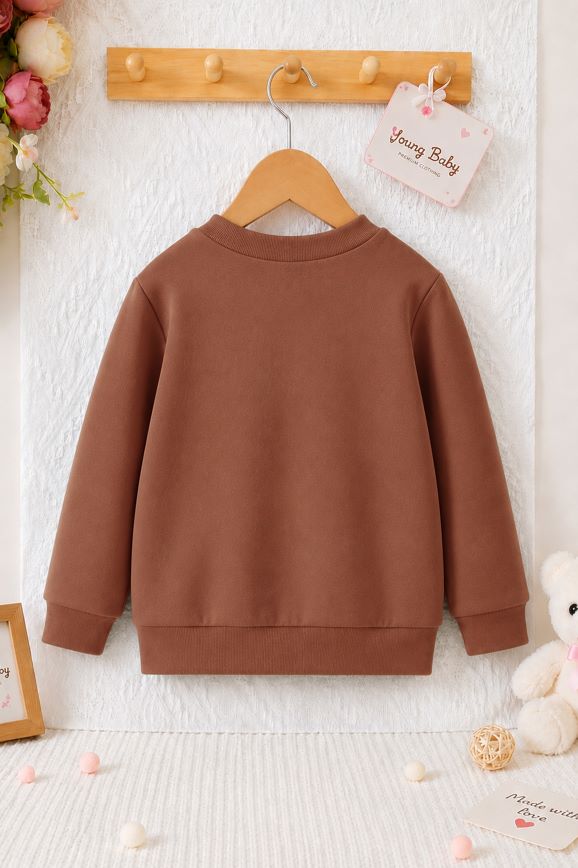502 - Brown - Girls Sweatshirt | 280 - 300 GSM Premium Cotton Fleece